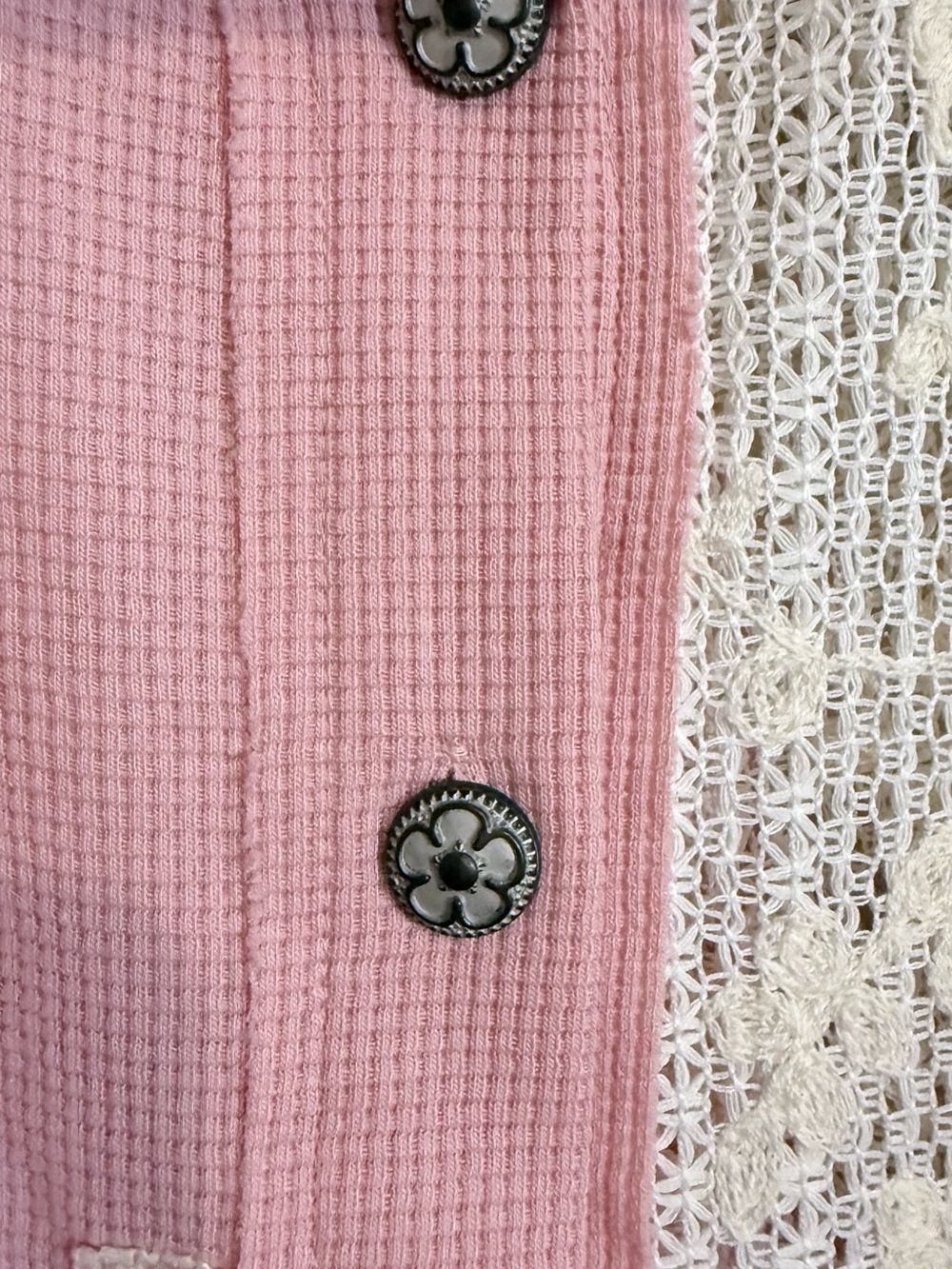 POL Pink Patchwork Mixed-Print Button Front Blouse - Picture 3 of 8